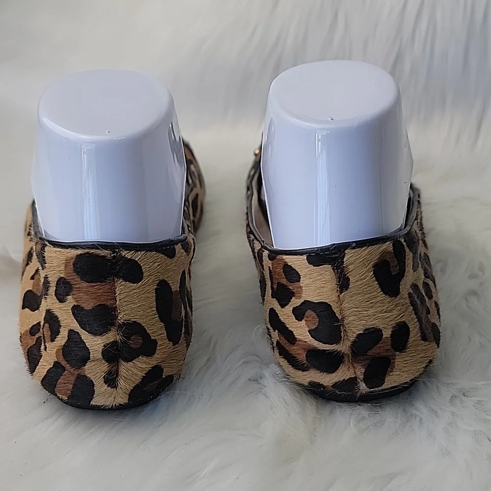 KARL LAGERFELD Liannes Leopard Animal Printed Calf Hair Embellished Ballet Flats